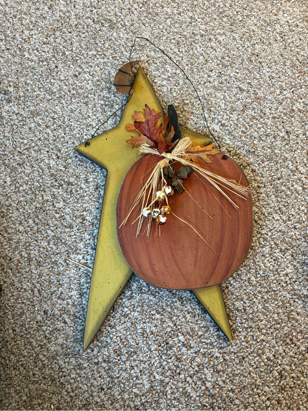 Autumn Pumpkin Star Wall Hanging – Rustic Fall Home Holiday Decor